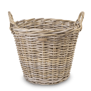 Brændekurv Ø50xH47 i Grå Rattan